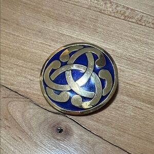 Blue and Gold Celtic Knot Brooch